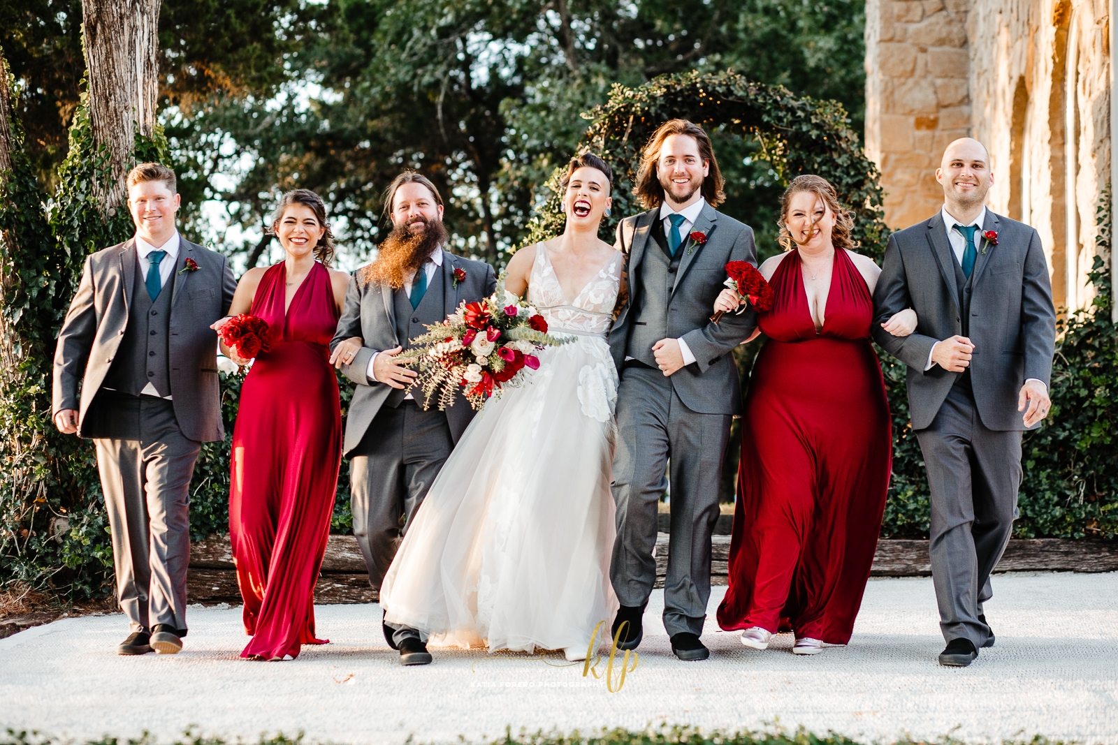red bridal party