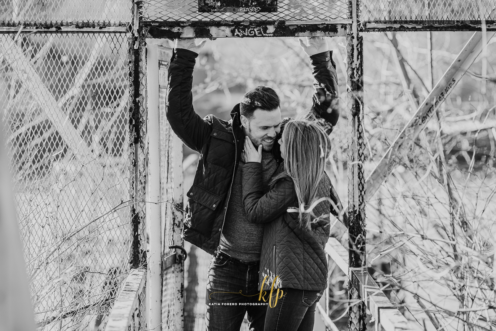 black and white urban engagement sessions